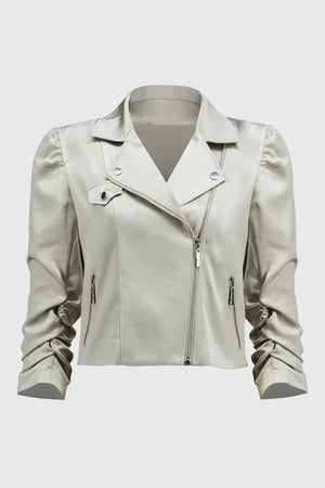 Joseph Ribkoff Satin Moto Jacket With Zippers