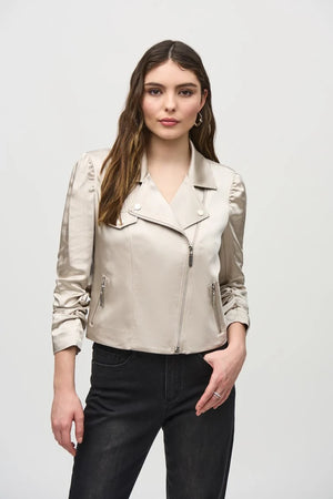 Joseph Ribkoff Satin Moto Jacket With Zippers