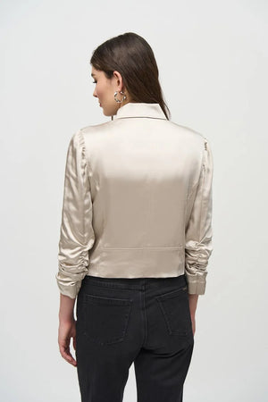 Joseph Ribkoff Satin Moto Jacket With Zippers