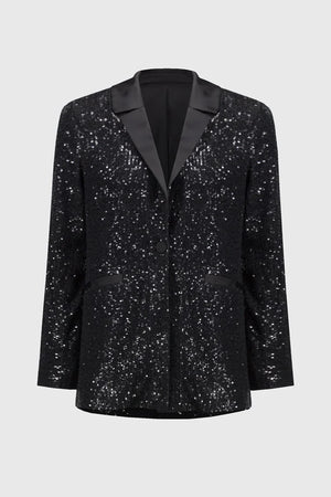 Joseph Ribkoff Sequined Blazer With Satin Lapel