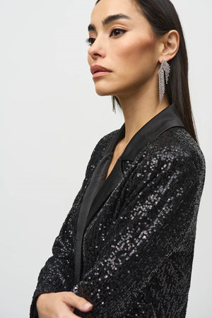 Joseph Ribkoff Sequined Blazer With Satin Lapel