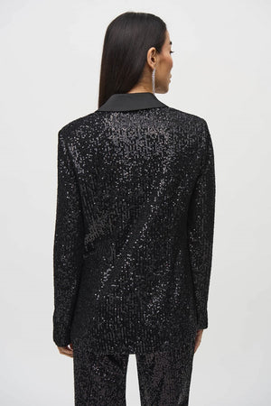 Joseph Ribkoff Sequined Blazer With Satin Lapel