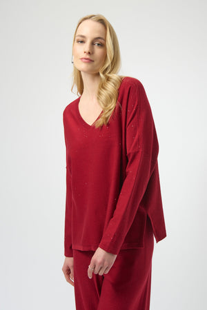 Joseph Ribkoff Sequined Sweater Knit Boxy Top