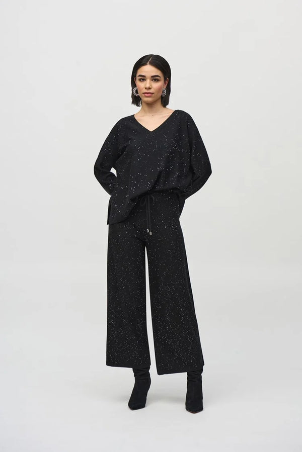 Joseph Ribkoff Sequined Sweater Knit Culotte Pants