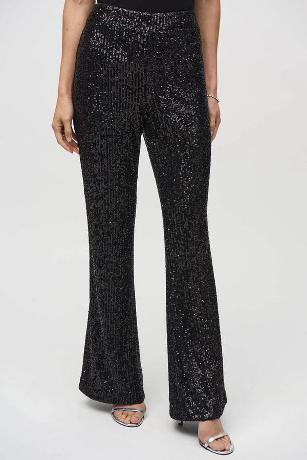Joseph Ribkoff Sequin Flared Pull-On Pants – Black
