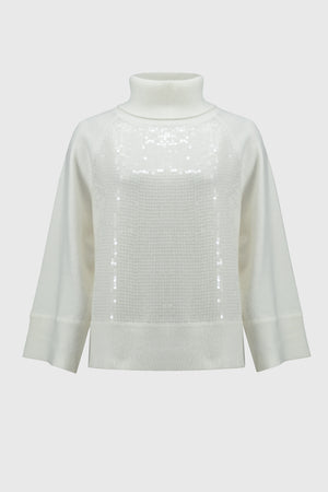 Joseph Ribkoff Sweater Knit Boxy Top With Sequins Detail