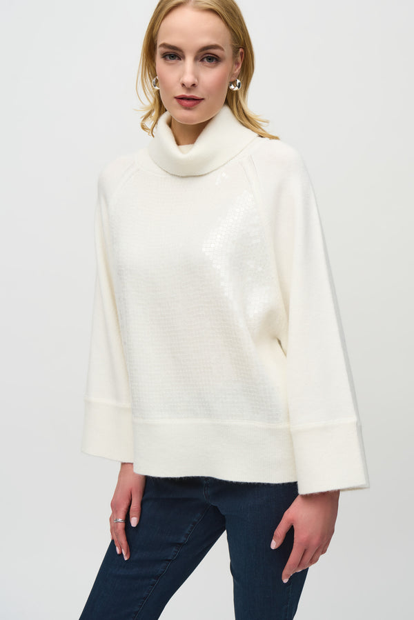 Joseph Ribkoff Sweater Knit Boxy Top With Sequins Detail