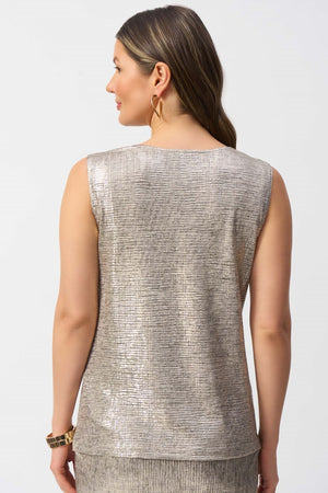 Joseph Ribkoff Foiled Melange Knit Sleeveless Top