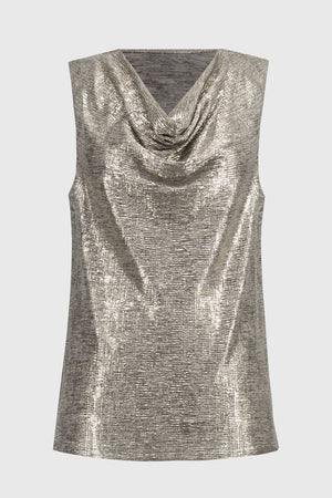 Joseph Ribkoff Foiled Melange Knit Sleeveless Top