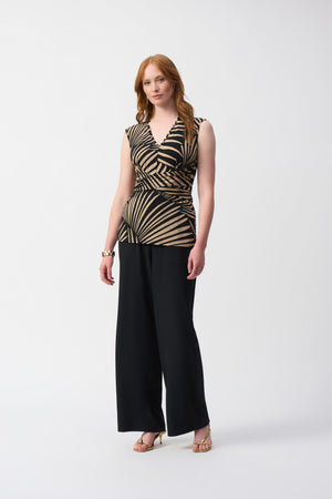 Joseph Ribkoff Textured Woven Wide-Leg Pants