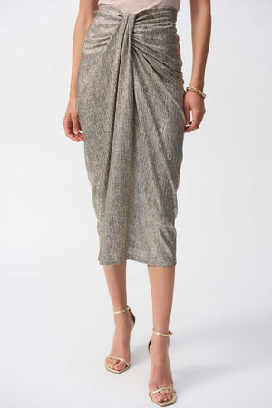 Joseph Ribkoff Foiled Knit Draped Pencil Skirt