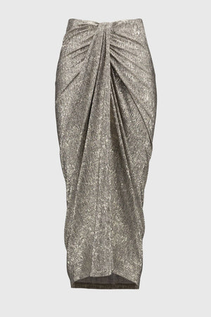 Joseph Ribkoff Foiled Knit Draped Pencil Skirt