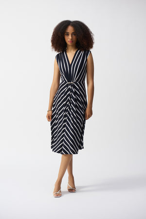 Joseph Ribkoff Silky Knit Stripe Fit And Flare Dress