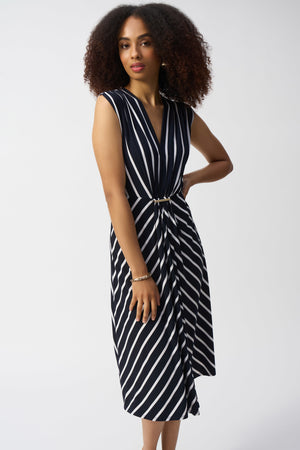 Joseph Ribkoff Silky Knit Stripe Fit And Flare Dress