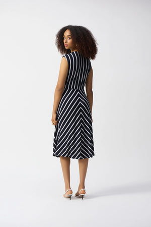 Joseph Ribkoff Silky Knit Stripe Fit And Flare Dress