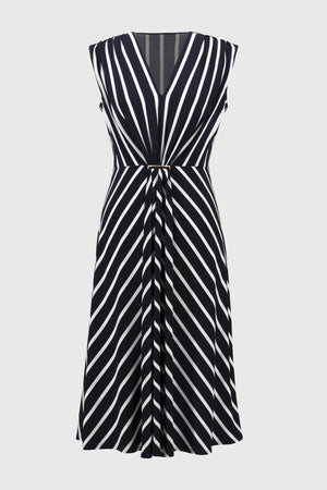 Joseph Ribkoff Silky Knit Stripe Fit And Flare Dress