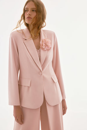 Joseph Ribkoff Signature | Woven Crepe Blazer with Sequin Flower