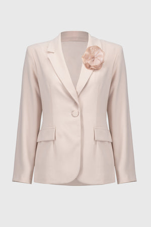 Joseph Ribkoff Signature | Woven Crepe Blazer with Sequin Flower