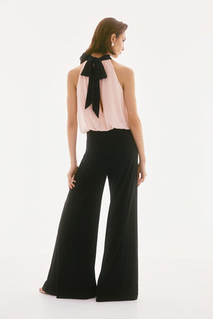 Joseph Ribkoff Signature Silky Knit And Chiffon Wide Leg Jumpsuit