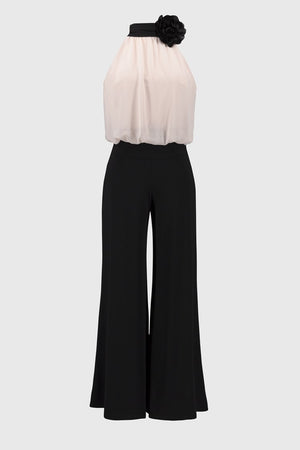 Joseph Ribkoff Signature Silky Knit And Chiffon Wide Leg Jumpsuit