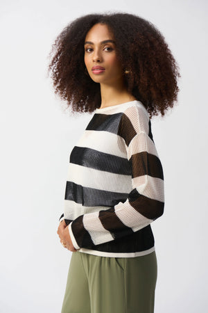 Joseph Ribkoff Striped Sweater Knit Pullover