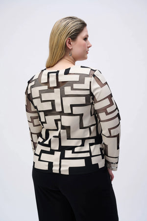 Joseph Ribkoff Mesh & Leatherette Fitted Jacket