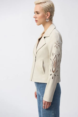 Joseph Ribkoff Foiled Faux Suede Moto Jacket