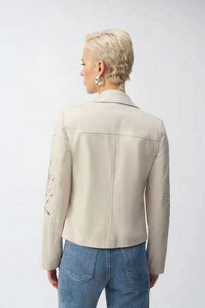 Joseph Ribkoff Foiled Faux Suede Moto Jacket