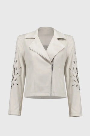 Joseph Ribkoff Foiled Faux Suede Moto Jacket