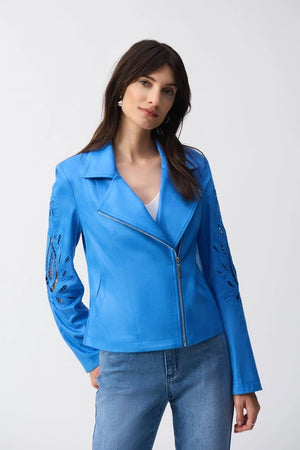 Joseph Ribkoff Foiled Faux Suede Moto Jacket