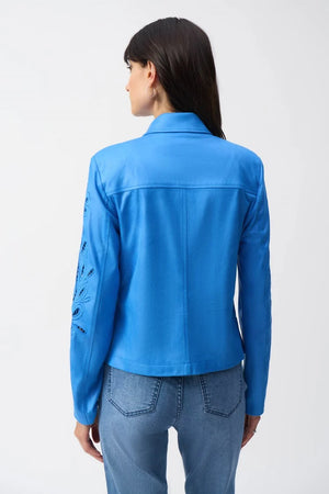 Joseph Ribkoff Foiled Faux Suede Moto Jacket