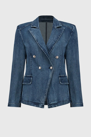 Joseph Ribkoff Stretch Denim Double Breasted Blazer