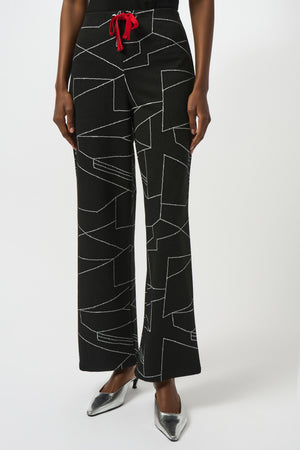 Joseph Ribkoff Jacquard Knit Abstract Print Wide-Leg Pants