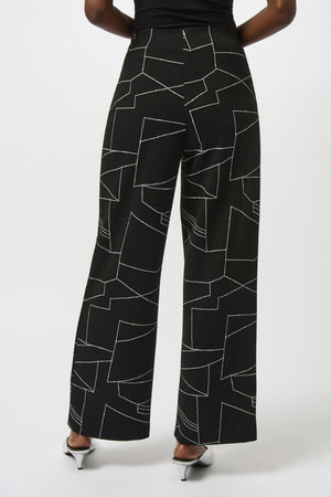 Joseph Ribkoff Jacquard Knit Abstract Print Wide-Leg Pants