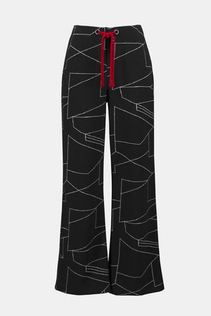 Joseph Ribkoff Jacquard Knit Abstract Print Wide-Leg Pants