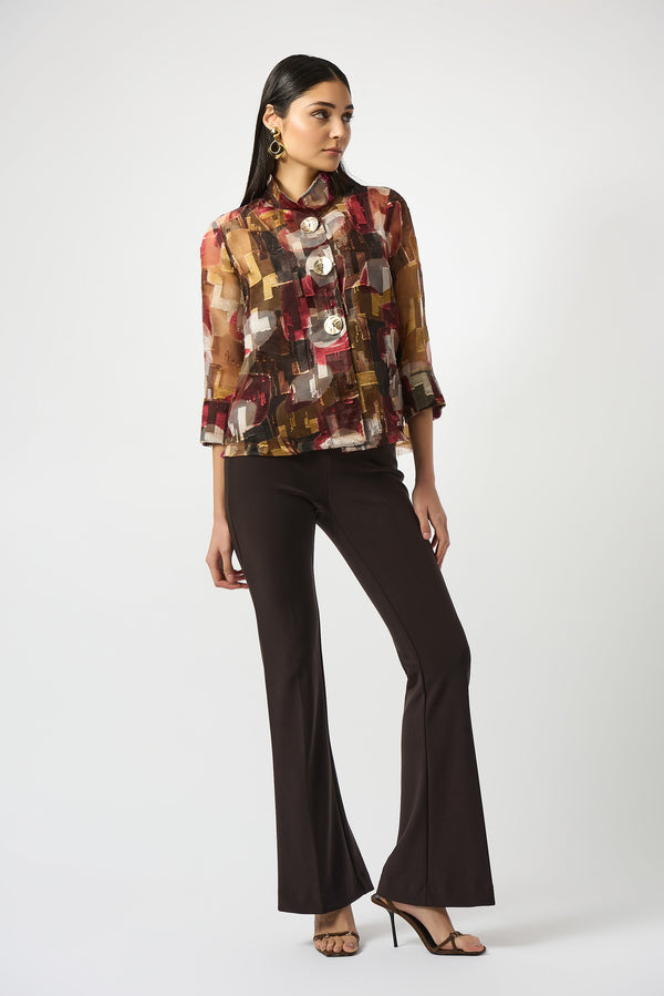 Joseph Ribkoff Organza Abstract Print Two-Piece Trapeze Jacket