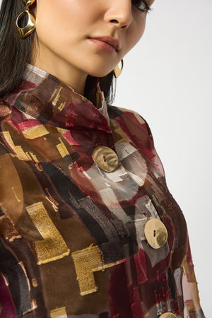 Joseph Ribkoff Organza Abstract Print Two-Piece Trapeze Jacket