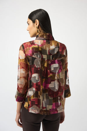 Joseph Ribkoff Organza Abstract Print Two-Piece Trapeze Jacket