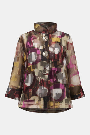 Joseph Ribkoff Organza Abstract Print Two-Piece Trapeze Jacket