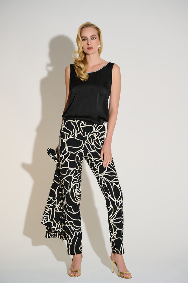 Joseph Ribkoff Signature | Recycled Satin Top with Rhinestone Trim