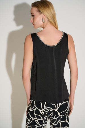 Joseph Ribkoff Signature | Recycled Satin Top with Rhinestone Trim