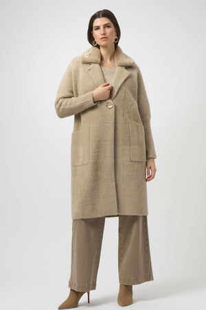 Joseph Ribkoff Feather Yarn and Faux Fur Sweater Coat