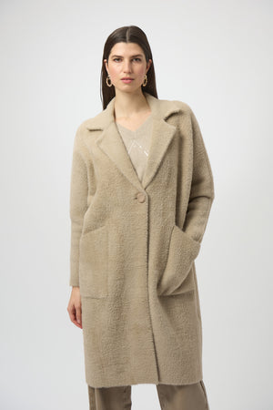 Joseph Ribkoff Feather Yarn and Faux Fur Sweater Coat