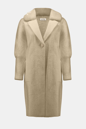Joseph Ribkoff Feather Yarn and Faux Fur Sweater Coat