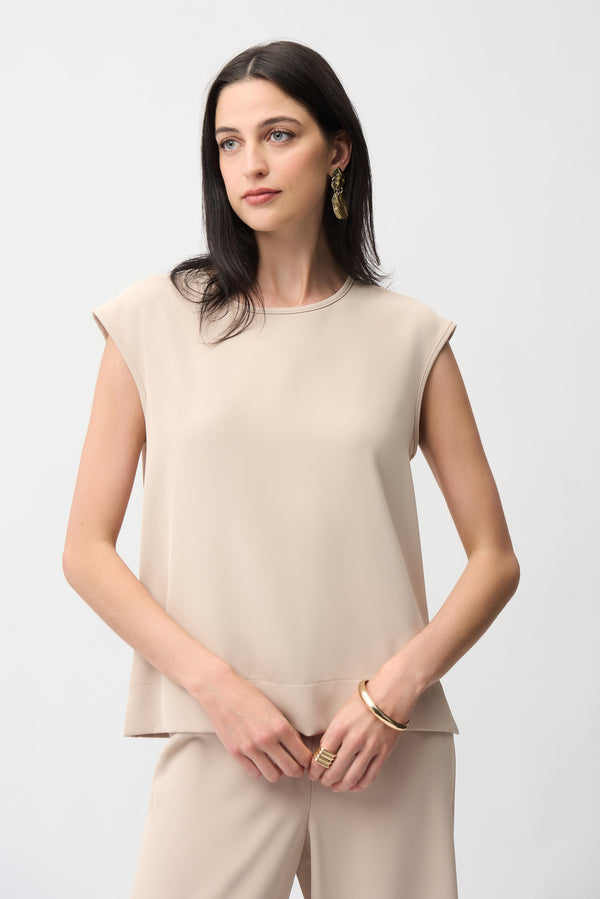 Joseph Ribkoff Woven Twill Boxy Top With Side Slits