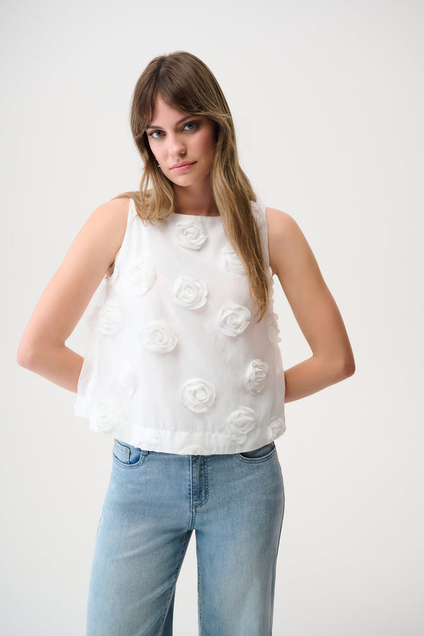 Joseph Ribkoff Novelty Sleeveless Top With 3D Floral Embroidery