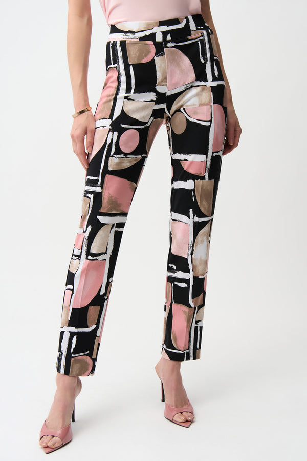 Joseph Ribkoff Silky Knit Abstract Print Straight Pull-On Pants