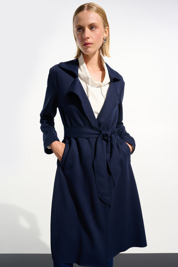 Joseph Ribkoff Scuba Jersey Straight Coat With Sash