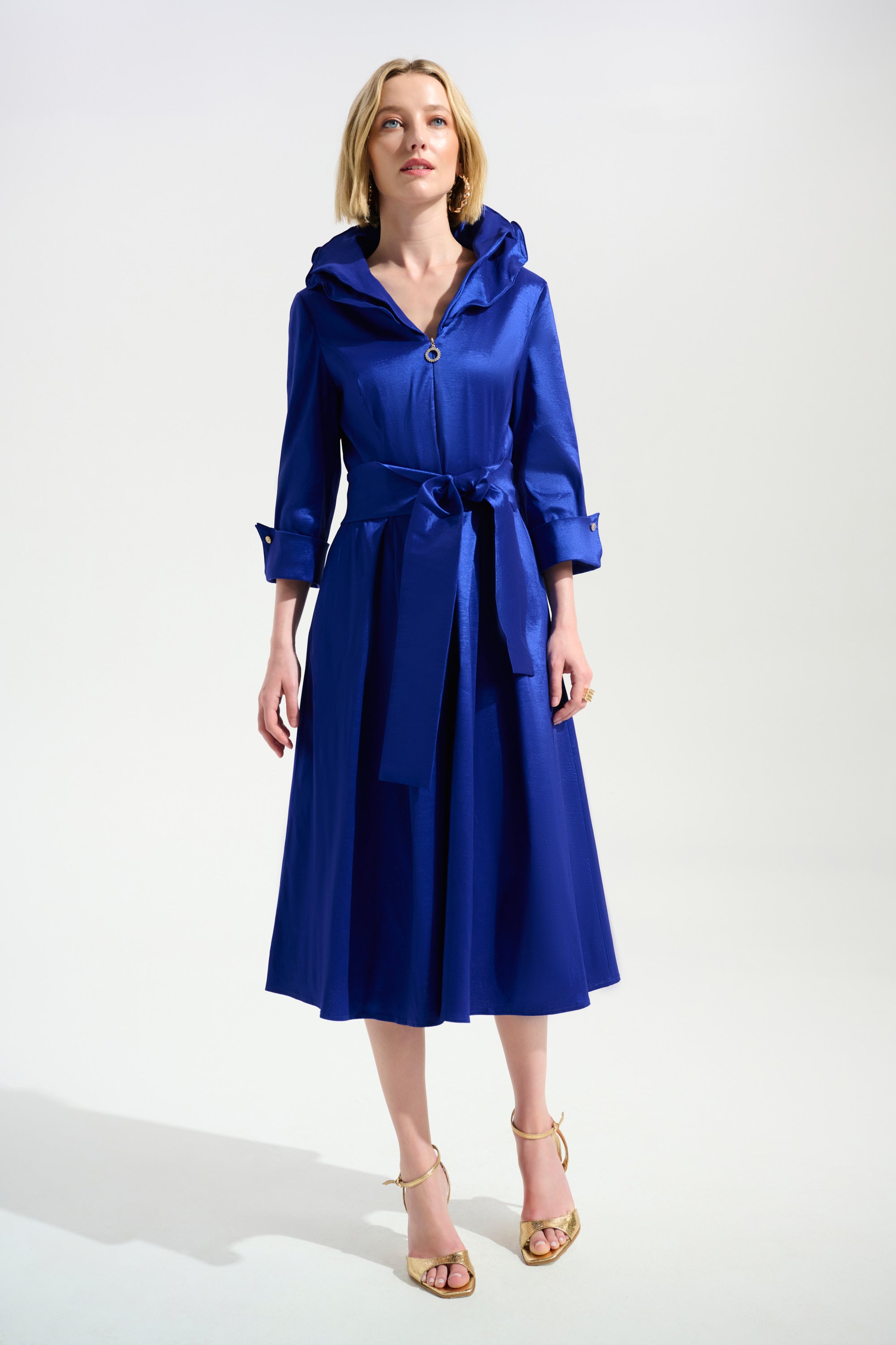 Joseph Ribkoff Signature Stretch Taffeta Dress - Lapel Collar | PapillonStyles Joseph Ribkoff Signature Stretch Taffeta Dress - Lapel Collar | PapillonStyles