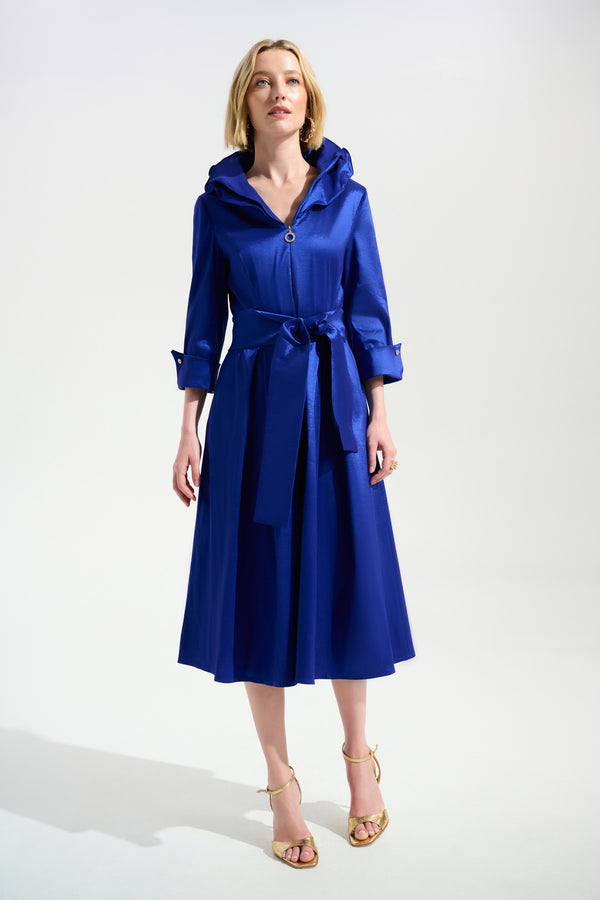 Joseph Ribkoff Signature | Stretch Taffeta Fit And Flare Dress With Lapel Collar